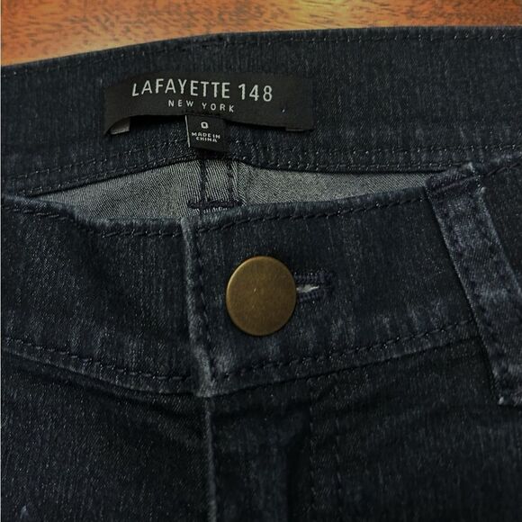 Lafayette 148 New York Dark Wash Cropped Cuffed Jeans Size 0 Stretch - Picture 5 of 7